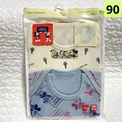 【新品未開封】ユニクロ　ボディスーツ(長袖)ミッキー　ドナルド　90㎝　2枚組