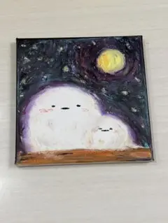 シマエナガ クレヨン絵画 キャンパス