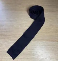 ニットタイ ネイビー 無地 ソリッドタイ