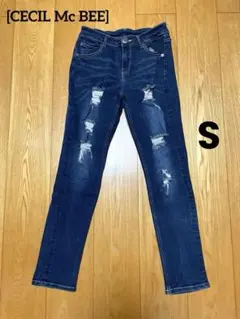 [CECIL Mc BEE] レディーススキニー ダメージジーンズ