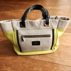5858◯ FURLA トートバッグ オレンジ ブラウン レザー - メルカリ