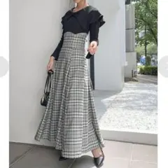 dazzlin ビッグカラーチェックコルセットワンピース