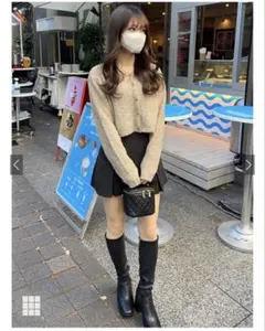 【新品未使用】GRL an1634 ラメシャギーショート丈カーディガン　ゴールド