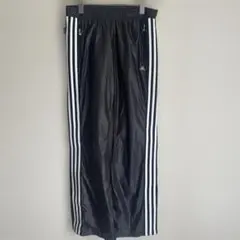 adidas ジャージ　ライン　パンツ　シルバーラメ　L ブラック