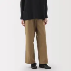 無印良品　ムラ糸　チノタックワイドパンツ　股下長め　ダークベージュ　sサイズ