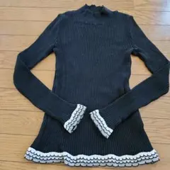 【値下げ】marble ink ブラック リブ編み セーター