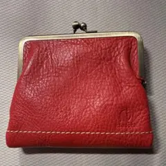 キソラ レザー 赤 がま口二つ折り財布