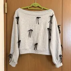 スウェット オフショルダー Uネック トレーナー