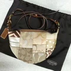 希少 コーチ ショルダーバッグ 斜め掛け シグネチャ パッチワーク 本革 Y2K