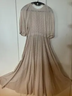 【新品未使用】Rouge vif ベージュ ドット柄 ロングワンピース　M