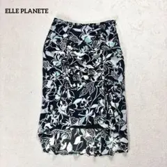 【エルプラネット】Ｓ　フレアスカート ブラック　花柄　ドレープのサムネイル