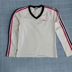 【未使用タグ付き】 adidas Vネック 長袖Tシャツ ホワイト