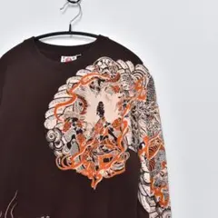 BRM 爆裂爛漫娘 長袖Tシャツ 40 ブラウン 和柄 龍　Mのサムネイル