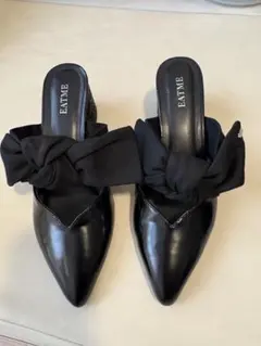 EATME ブラック リボン付きミュール