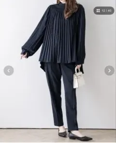 新品La-gemme プリーツセットアップ ネイビー