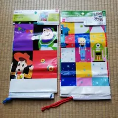 【新品未使用】PIXAR ピクサー 底マチ巾着バッグ2枚セット