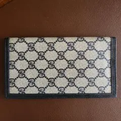 GGパターン 二つ折り財布 ベージュ/ブラック