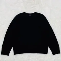 ユニクロ　3Dスフレクルーネックセーター　長袖　ブラック　【M】　ウール　日本製