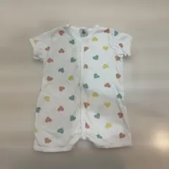 【プチバトー】ハート柄半袖ロンパース 12m(74cm)