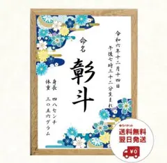 【翌日発送】選べる4種！世界に一つだけの命名書　額入
