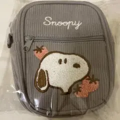 スヌーピー　サガラ刺繍コーデュロイポシェット　グレー