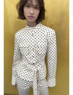 タグ付き新品★ZARAのドット柄シャツジャケット★Sサイズ★ホワイト/ブラック