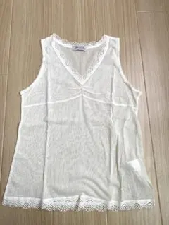 未使用 Spick and span ノースリーブ メッシュオフホワイト M