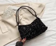 スパンコール ハンドバッグ パーティバック 結婚式 肩掛け ブラック
