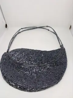 ビーズ装飾 ダークグレー 　ポシェット