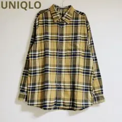 ユニクロ フランネル チェックシャツXL UNIQLO イエローチェック