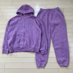 7.16 ROXY ロキシー パーカー上下セットアップ パープル 裏起毛 M