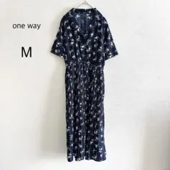 one way ロングワンピース 花柄 総柄 ネイビー M 半袖 エレガントのサムネイル