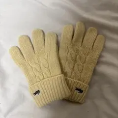 Lacoste ケーブル編み手袋 クリーム色