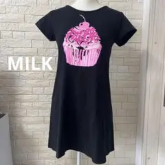 MILK カップケーキプリント 半袖ミニワンピース 黒のサムネイル