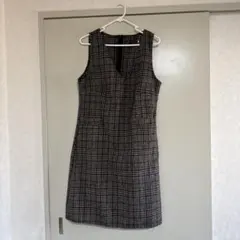 チェック柄 ノースリーブ ひざ丈ワンピース