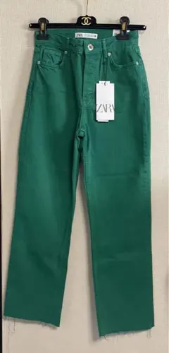 ZARA ストレート デニム パンツ グリーン
