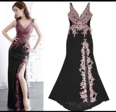 黒とピンクの刺繍ナイトドレス