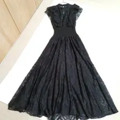 美品 SNIDEL スナイデル レースチュールコンビワンピ フレアワンピース　M