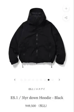 ES.1 / エスアイ 3lyr down Hoodie - Black XL