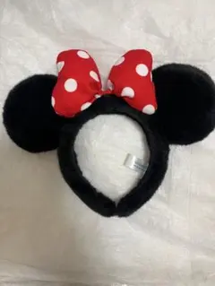 ミニーマウス カチューシャ 赤い水玉リボン