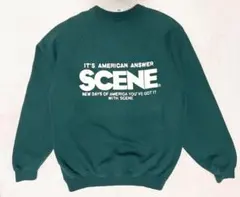 【美品】90s SCENE バックロゴ スウェット M グリーン VAN JACのサムネイル