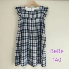 BeBe チェック柄 ノースリーブワンピース 140