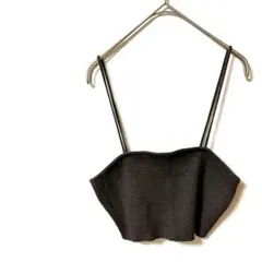 ビスチェ　Ｍ　ブラウン　茶色　ニット　リブ編み　ショート　重ね着　レイヤード