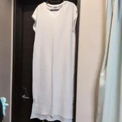 Samansa Mos2 blue ノースリーブロングワンピース ホワイト