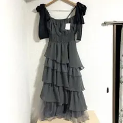 NICE CLAUP サイドカットリボンロングキャミワンピース - メルカリ