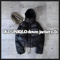 OLD UNIQLO hooded far down jacket y2k