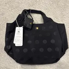 ブラックドット柄ナイロントートバッグ