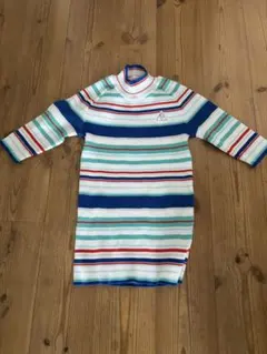 ストライプ ハイネック長袖シャツ