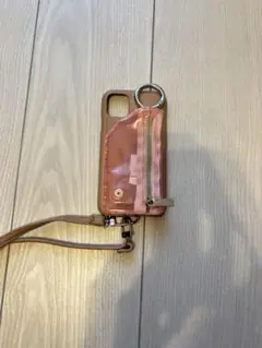 ajew(エジュー)iPhone11ケース/ピンクブラウン/ジッパーポケット付き