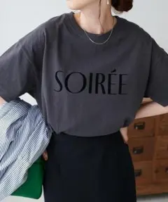 Discoat フロッキープリントTシャツ チャコールグレー